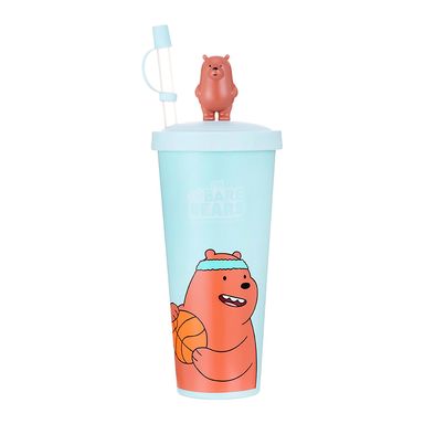 Vaso de plástico con sorbete en tapa figura tipo A -  We Bare Bears