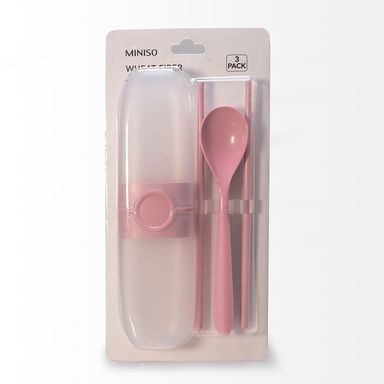 Set de cubiertos de fibra con estuche 3 pzs modelos mixtos - Miniso