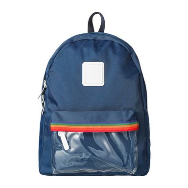 Mochila con bolso en frente arcoiris azul -  Miniso