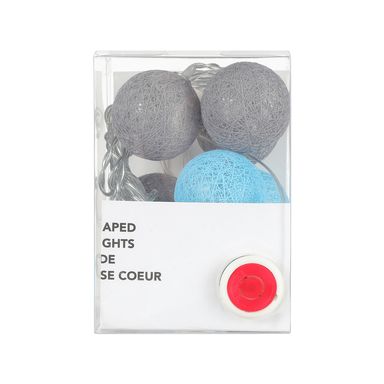 Luces decorativas cálidas con 8 bolas de algodón azul y gris  -  Miniso
