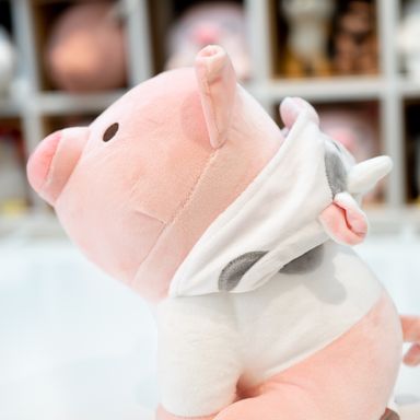 Peluche de cerdito sentado con capucha de vaca -  Miniso