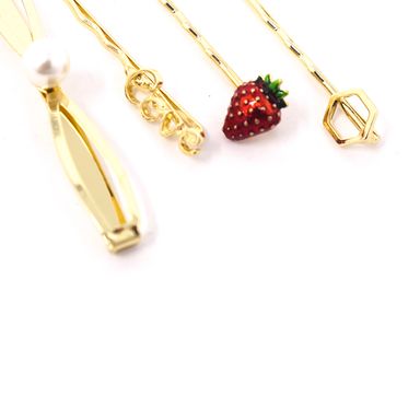 Set de pasadores de frutas con estilo de moda dorado 4pzas  - Miniso