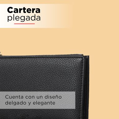 Cartera para mujer doble con cierre negro - Miniso
