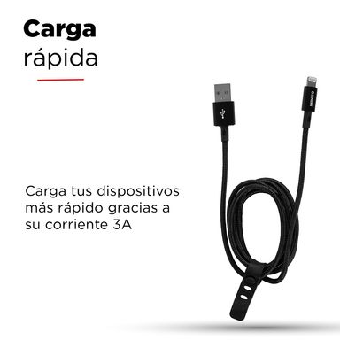 Cable trenzado de datos carga rapida micro 3a negro  - Miniso