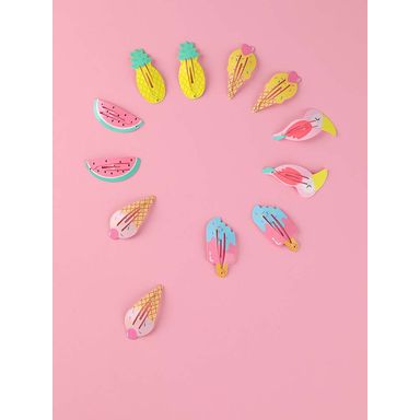 Paquete de pinzas para el cabello en forma de helado 4 pzas diseños mixtos -  Miniso