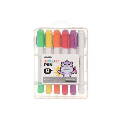 Paquete de crayones lavables con estuche (transparente) 1.1*4*14cm 12 colores -  Miniso