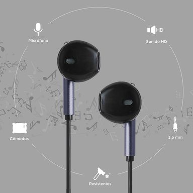 Audifono jack modelo y668 3.5mm morado y negro -  Miniso