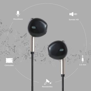 Audifono jack modelo y668 3.5mm dorado y negro -  Miniso