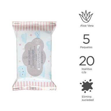 Toallas húmedas suaves para bebe baby holiday 5 paquetes 20 pzas -  Miniso