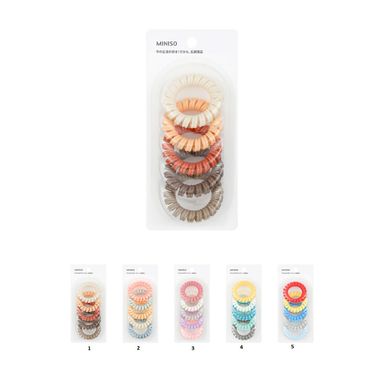 Liga para cabello en espiral de colores 4.5 5 pzas -  Miniso