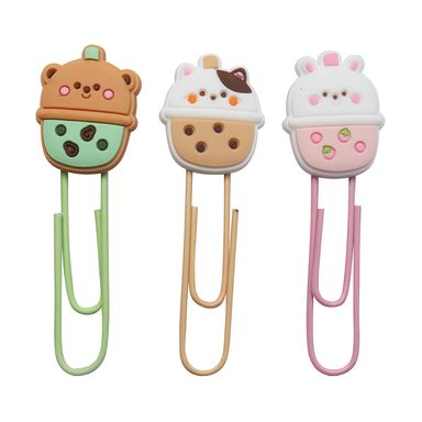 Clips sujeta papeles milk tea series 3 pzas - Miniso