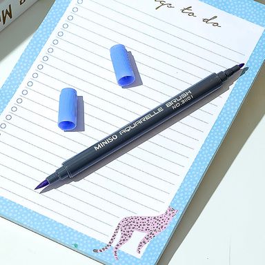 Plumón a base de agua doble punta lavanda -  Miniso