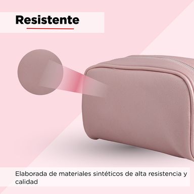 Cosmetiquera rectangular nacarada con borde redondo rosa - Miniso