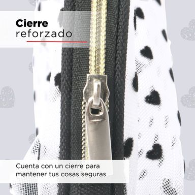 Cosmetiquera en forma de concha de malla con patron de corazones -  Miniso