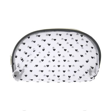 Cosmetiquera en forma de concha de malla con patron de corazones -  Miniso