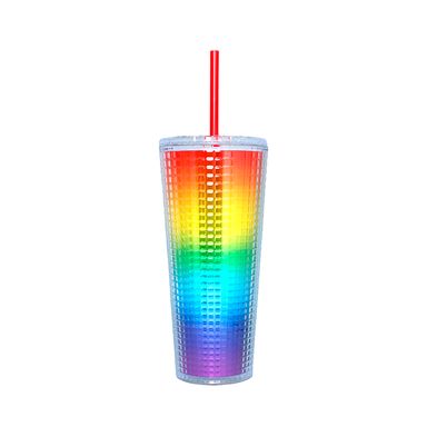 Vaso de plastico de doble capa con sorbete rainbow series 775 ML - Miniso