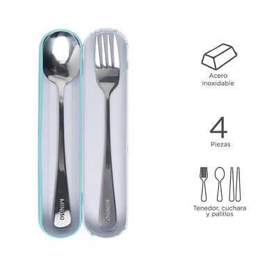 Set de cubiertos con estuche multicolor 4pzas - Miniso