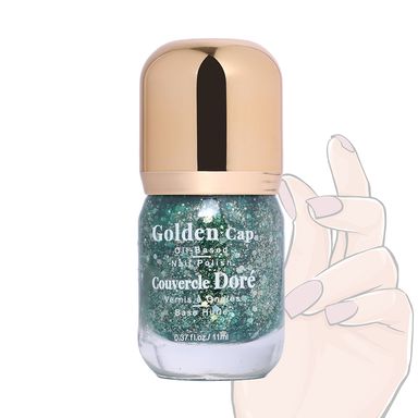 Esmalte para uñas a base de aceite con tapa dorada 17 diamante verde -  Miniso