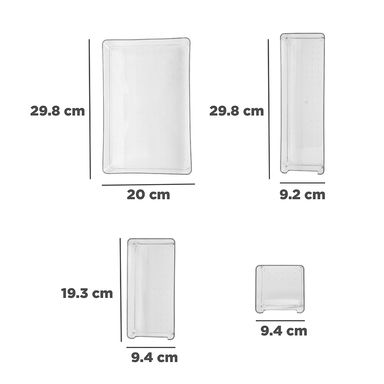 Set de organizadores de plastico transparente 4 pzas - Miniso