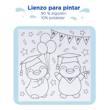 Kit de pintura 10*10 con 6 colores y 2 pinceles pingüino de graduación -  Miniso