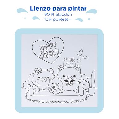 Kit de pintura 10*10 con 6 colores y 2 pinceles familia de cerdo -  Miniso
