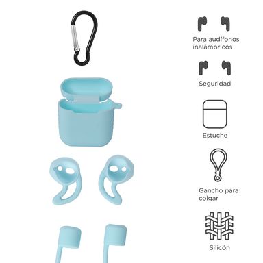 Kit de accesorios para airpods estuche protector azul - Miniso