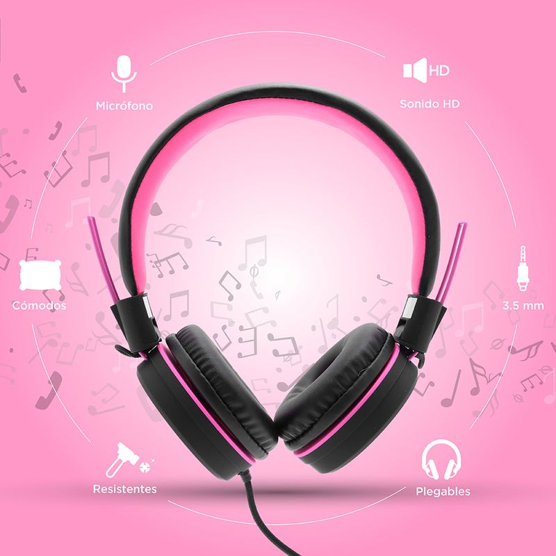 Aud-fonos-de-diadema-de-cable-rosa-negro-Miniso-2-4905