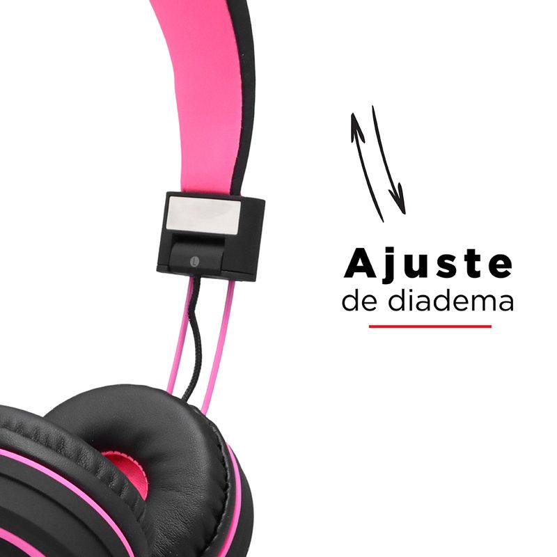 Aud-fonos-de-diadema-de-cable-rosa-negro-Miniso-3-4905