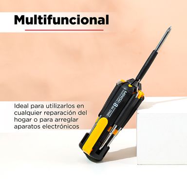 Desarmador multifuncional con luz amarillo -  Miniso