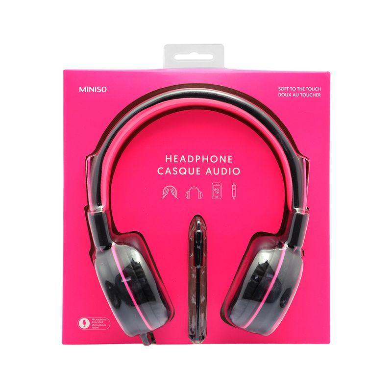 Aud-fonos-de-diadema-de-cable-rosa-negro-Miniso-7-4905