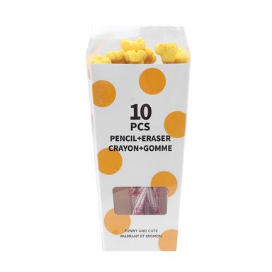 Paquete de Lápices con borrador en forma de palomitas 10 pzs -  Miniso