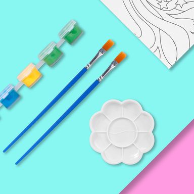 Kit de pintura de lienzo 30*25 con pintura de 6 colores 2 pinceles y 1 paleta de unicornio - Miniso