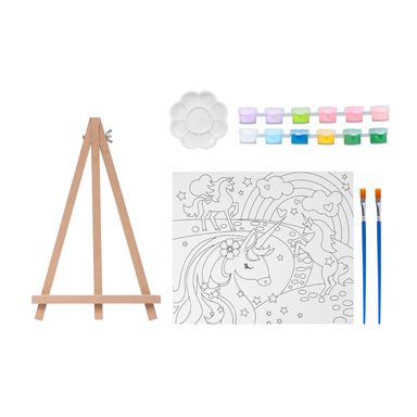 Kit de pintura de lienzo 30*25 con pintura de 6 colores 2 pinceles y 1 paleta de unicornio - Miniso