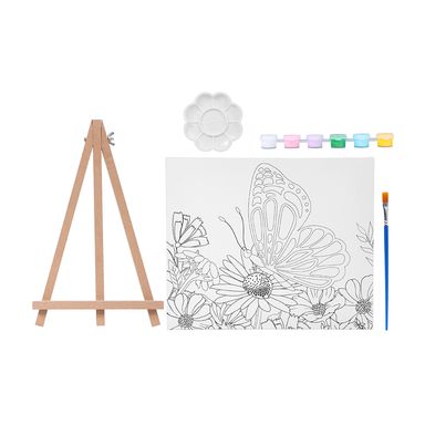 Kit de pintura de lienzo 30*25 con pintura de 6 colores 2 pinceles y 1 paleta de mariposa - Miniso