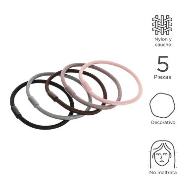 Liga para cabello ultra durable diseños mixtos 5 pzas -  Miniso
