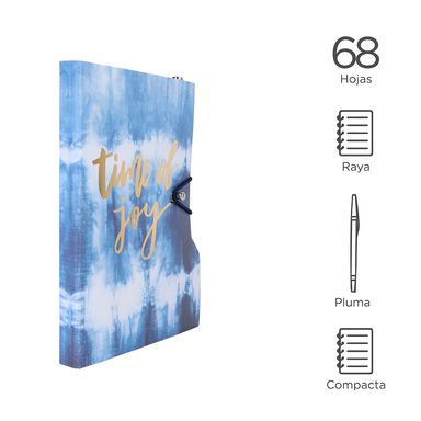 Cuaderno de tapa dura a6 con plum 1.0mm tie dry series azul oscuro 68 hojas -  Miniso