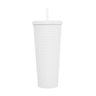 Vaso de plástico con sorbete 700 ML blanco -  Miniso