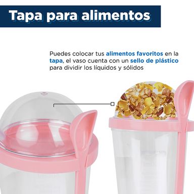 Vaso de plástico de doble capa para ensalada rosa -  Miniso