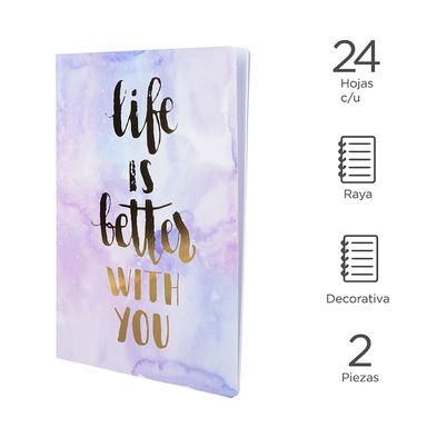 Cuaderno en puntada A4 tie dye series diseño a 24 hojas 2 pzas -  Miniso