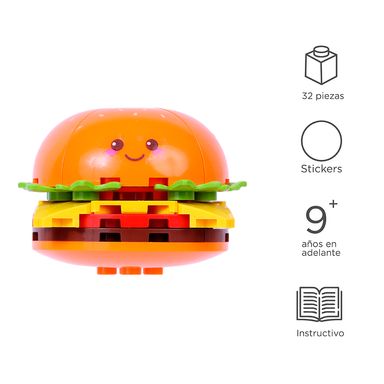 Bloques de construcción fast food series sundae nuggets de pollo y hamburguesa -  Miniso