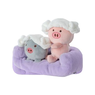 Peluche de cerdito en sofá de dos cabezas morado -  Miniso