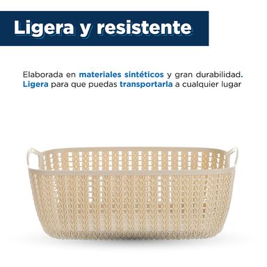 Caja de almacenamiento rectangular trenzado mediano khaki -  Miniso