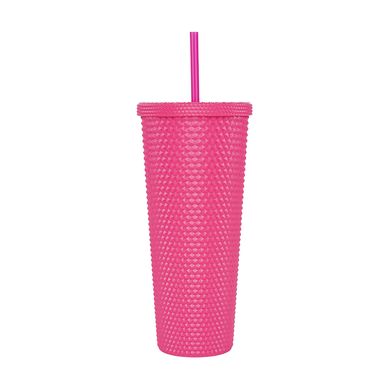 Vaso de plástico con sorbete 700 ML rojo rosa -  Miniso