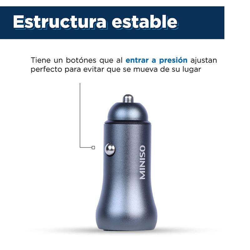 Cargador-de-dos-salidas-para-coche-usb-y-tipo-c-modelo-u18-gris-Miniso-3-8985