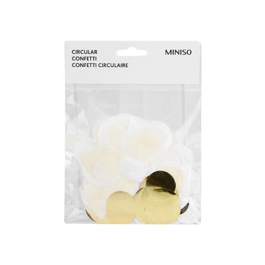 Confeti circular diametro 2.5 cm dorado blanco y amarillo - Miniso