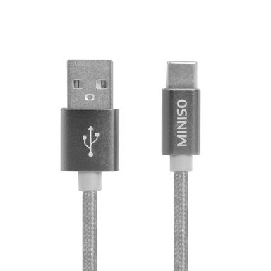 Cable de datos duradero de aleación de alumino trenzado tipo c 3a 3m plateado - Miniso