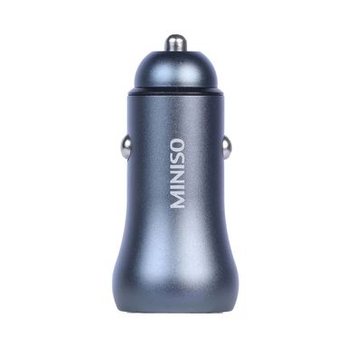 Cargador de dos salidas para coche usb y tipo c modelo u18 gris - Miniso