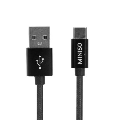 Cable de datos duradero de aleación de alumino trenzado tipo c 3a 1.8m negro -  Miniso