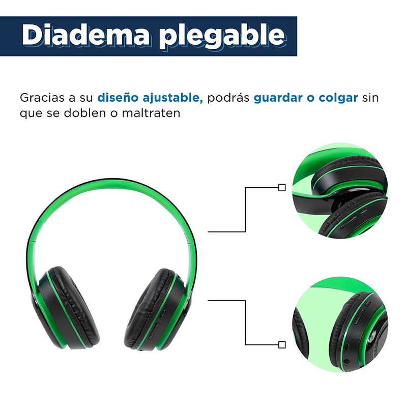 Audífonos de diadema con cable verde - Ostu