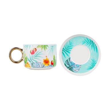 Taza de ceramica con portavasos passion island 200 ml -  Miniso